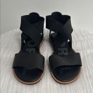 Sorel Black Strappy Ella Sandals